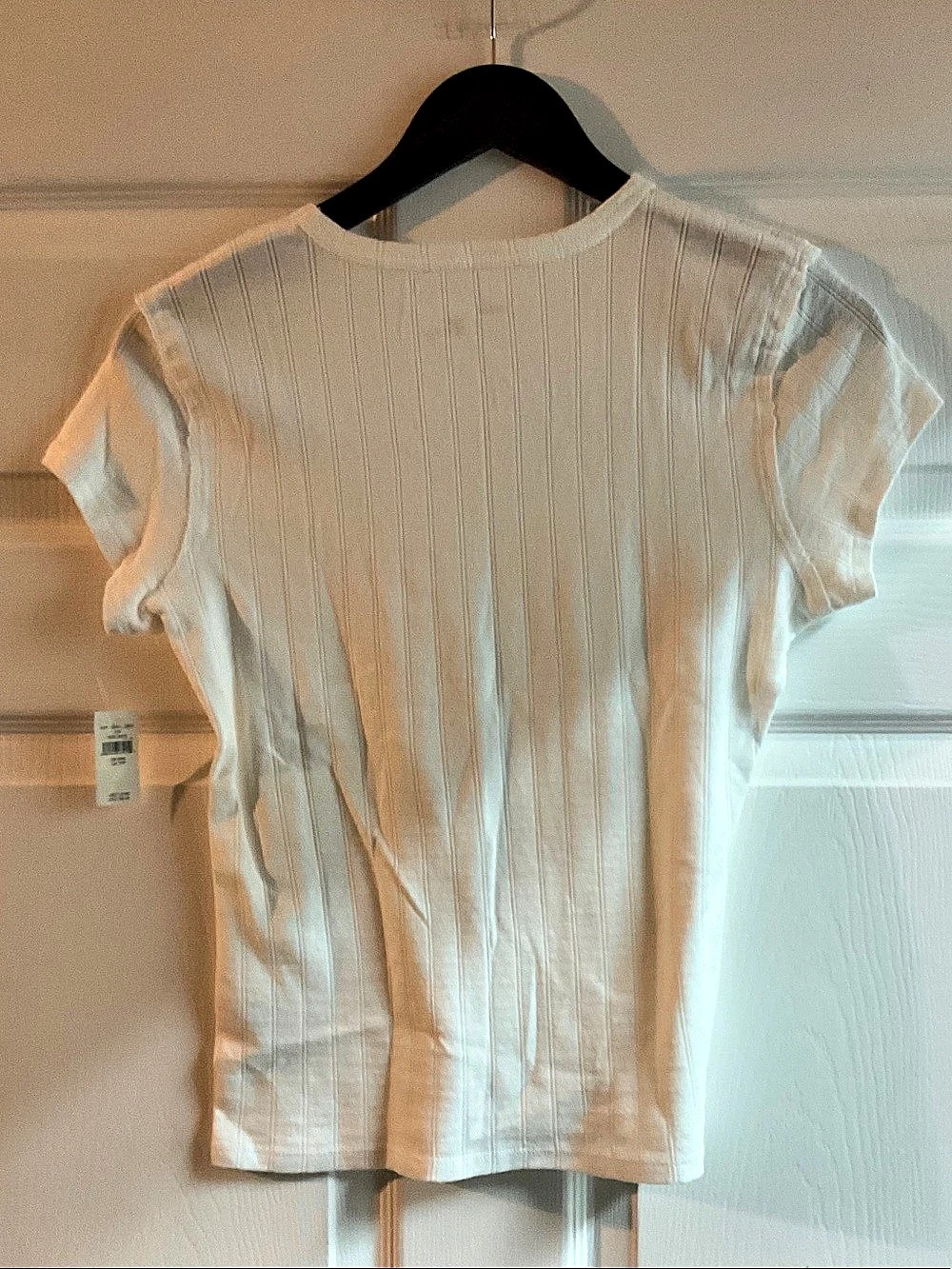aerie Ribbed Short Sleeve Tee in White Size XXS NWT